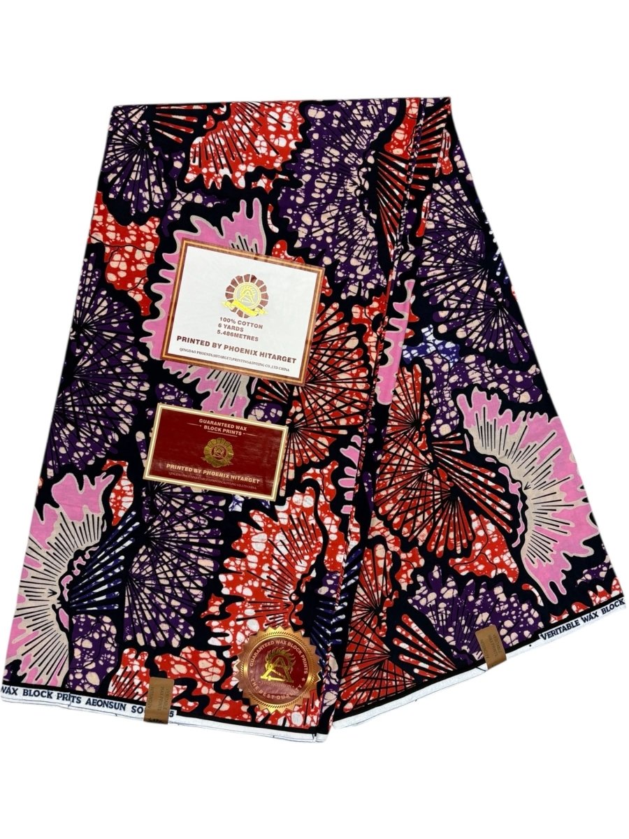 Wax Hitarget 6 Yards - 100% Coton - Rose, Violet, Bleu, Rouge Orangé - Soumawax Soumawax
