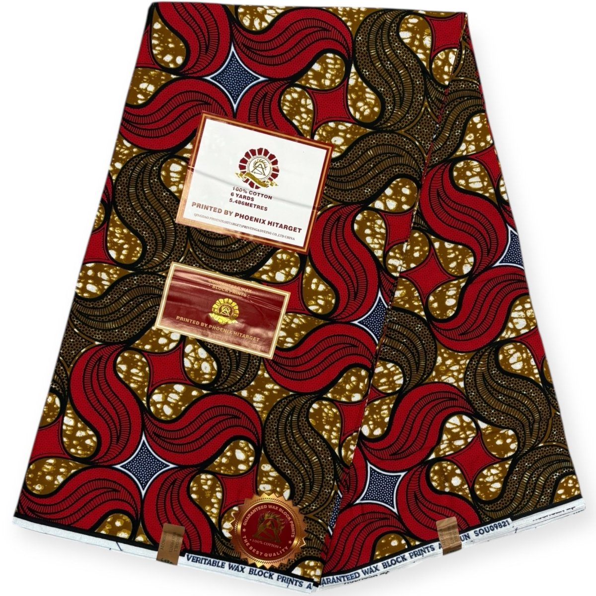 Wax Hitarget 6 Yards - 100% Coton - Rouge et Marron - Soumawax Soumawax