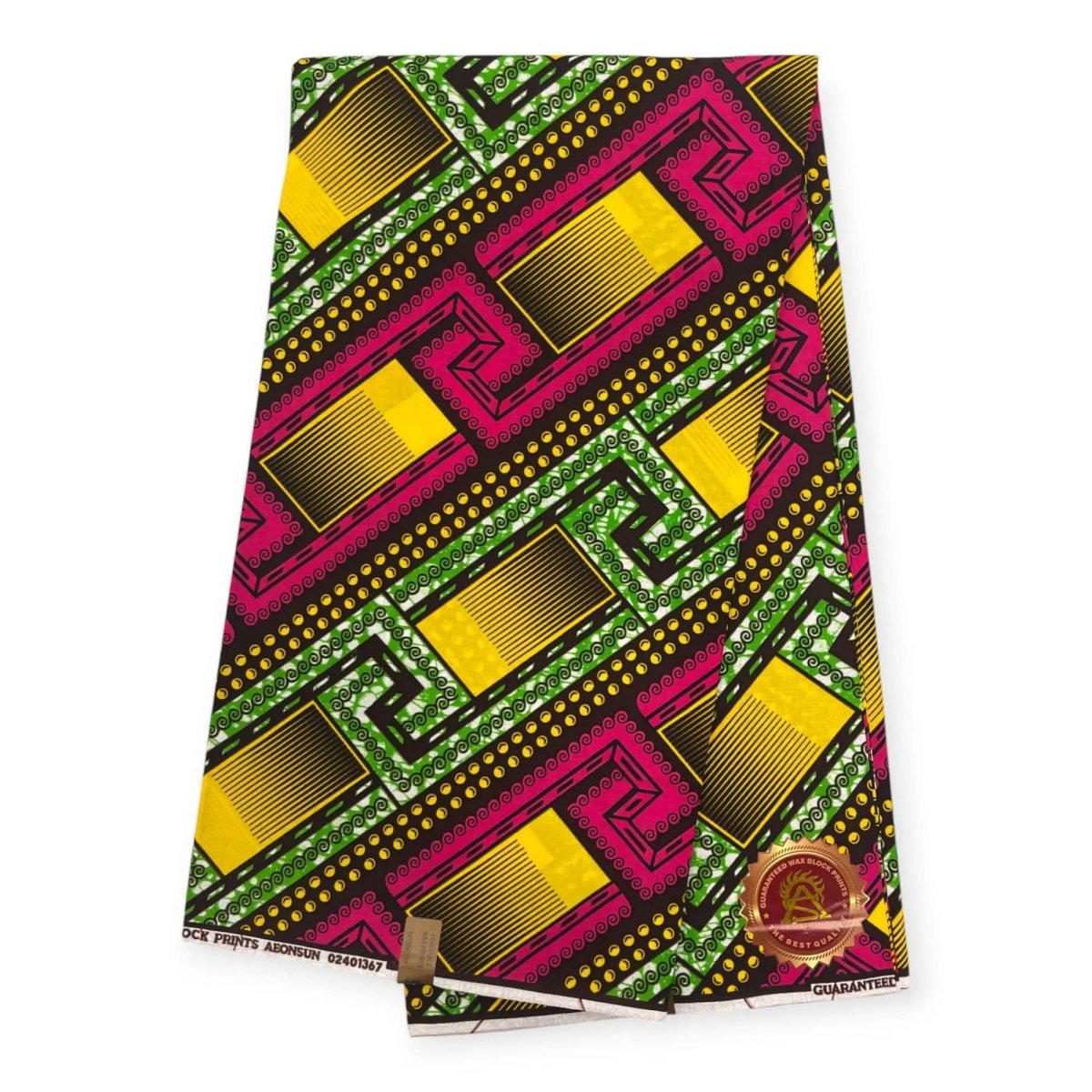 Wax Hitarget 6 Yards - 100% Coton - Vert, Jaune & Rose - Soumawax Soumawax