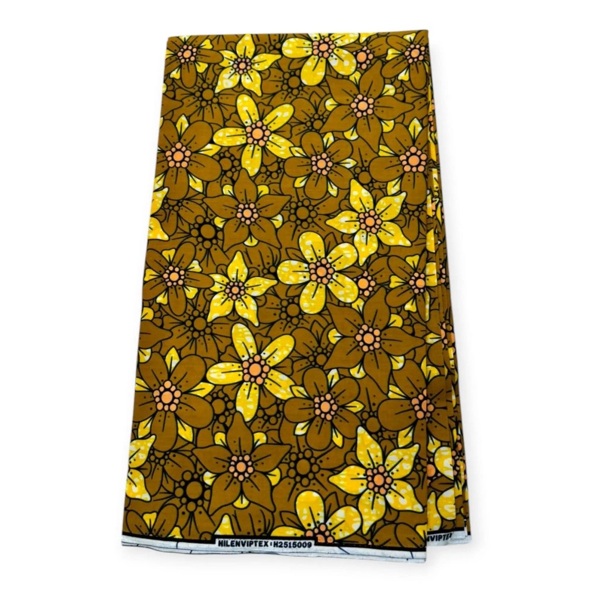 Wax Pagne Africain 6 Yards - 100% Coton - Marron & Jaune - Soumawax Soumawax