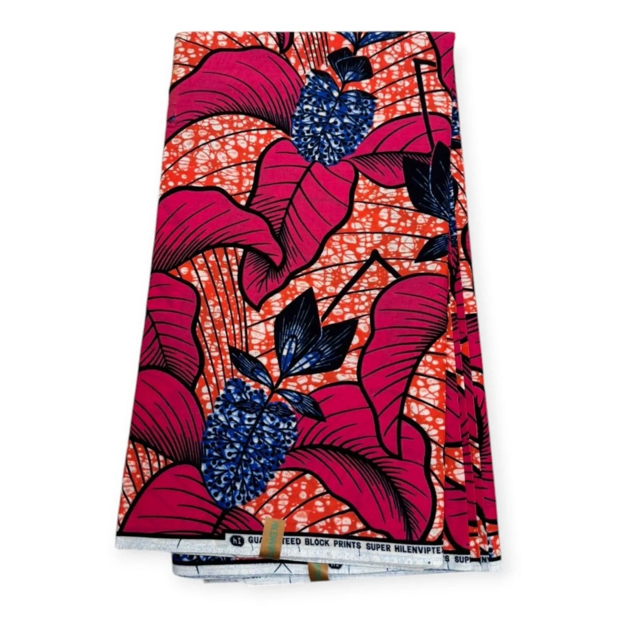 Wax Pagne Africain 6 Yards - 100% Coton - Rose & Bleu - Soumawax Soumawax