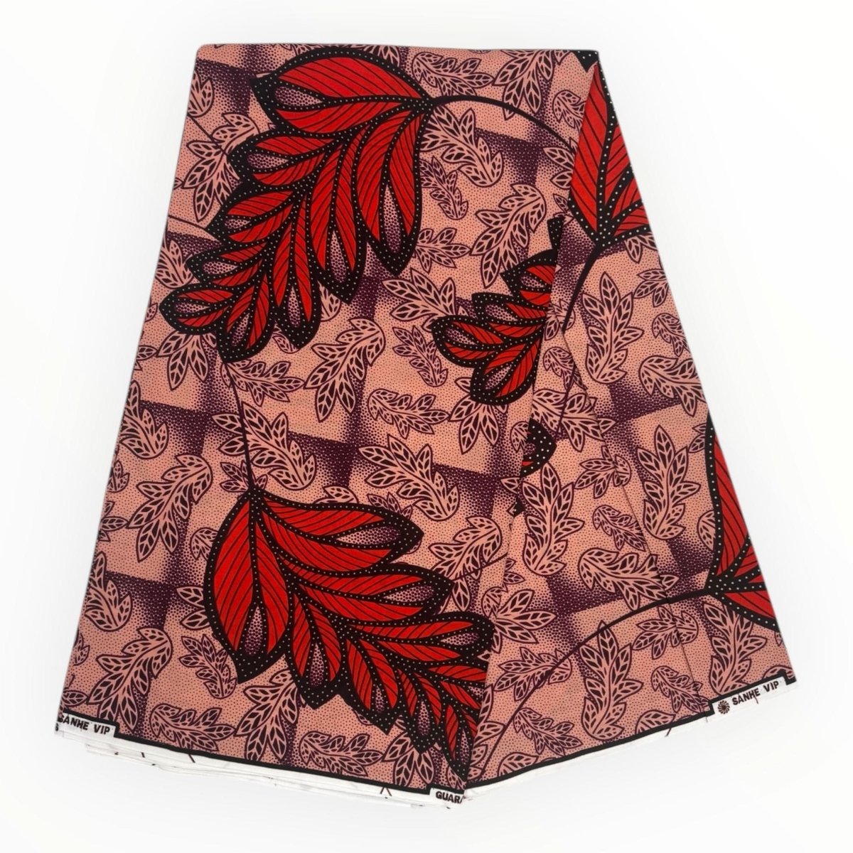 Wax Pagne Africain 6 Yards - 100% Coton - Rose et Rouge - Soumawax Soumawax