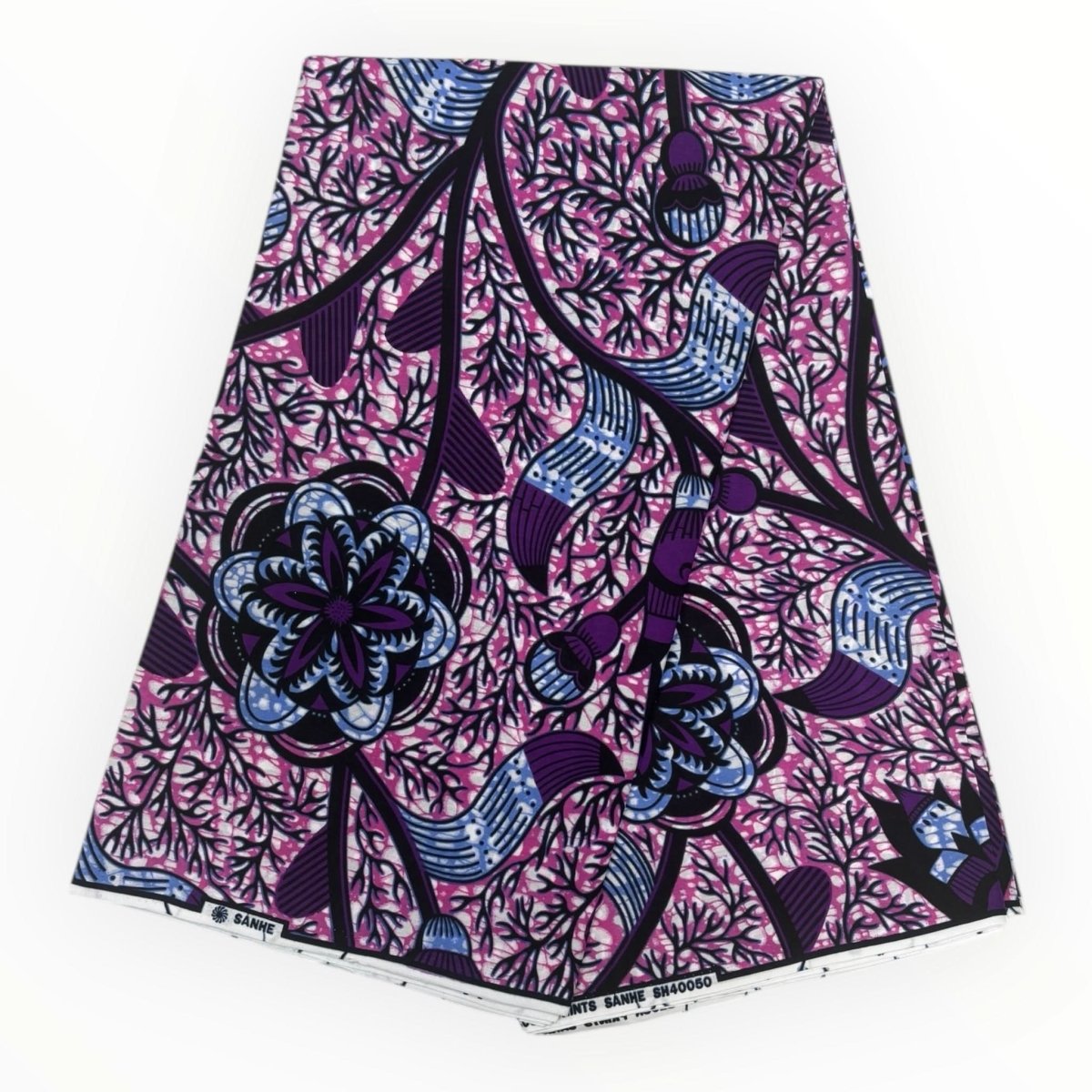 Wax Pagne Africain 6 Yards - 100% Coton - Rose et Violet - Soumawax Soumawax