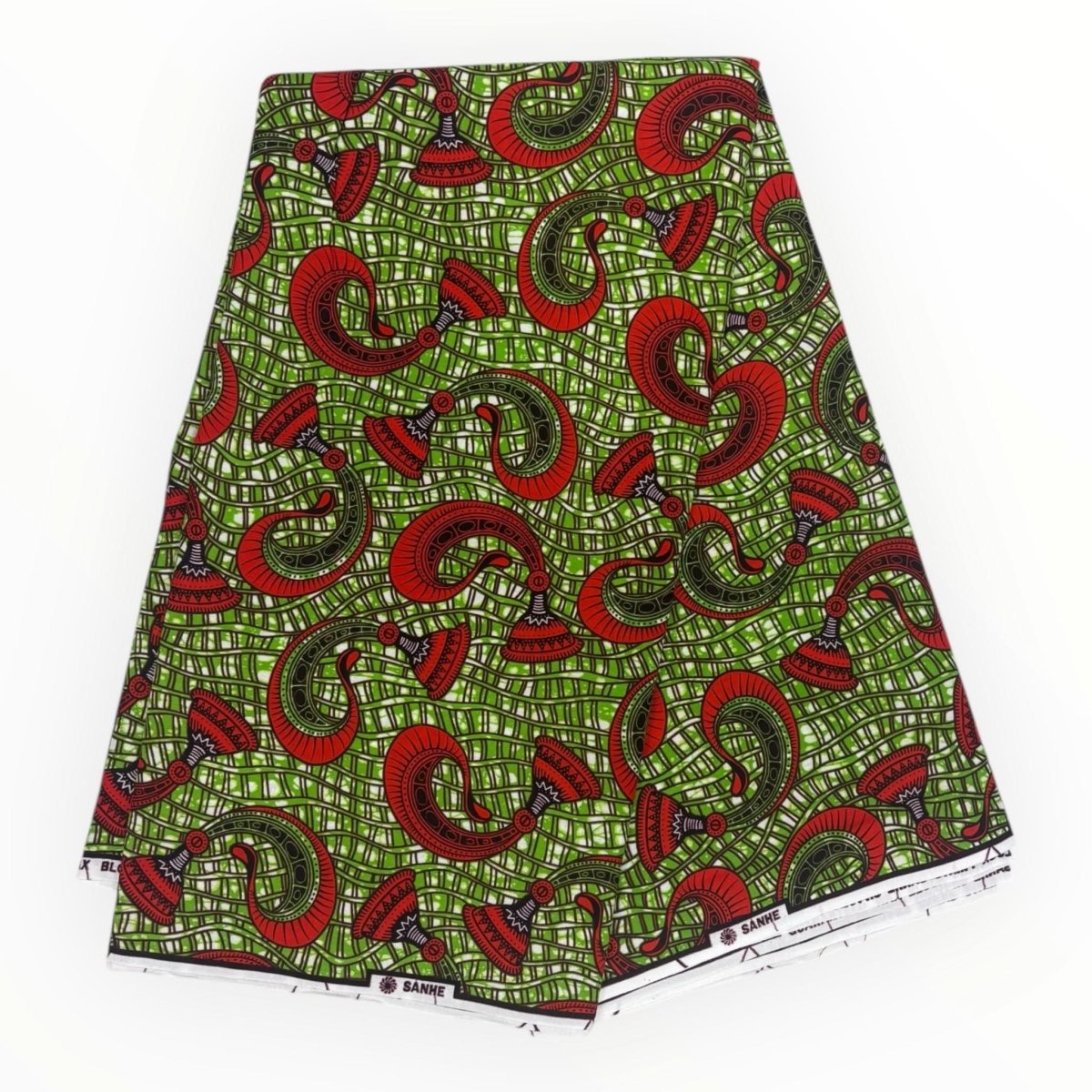 Wax Pagne Africain 6 Yards - 100% Coton - Vert et Orange - Soumawax Soumawax