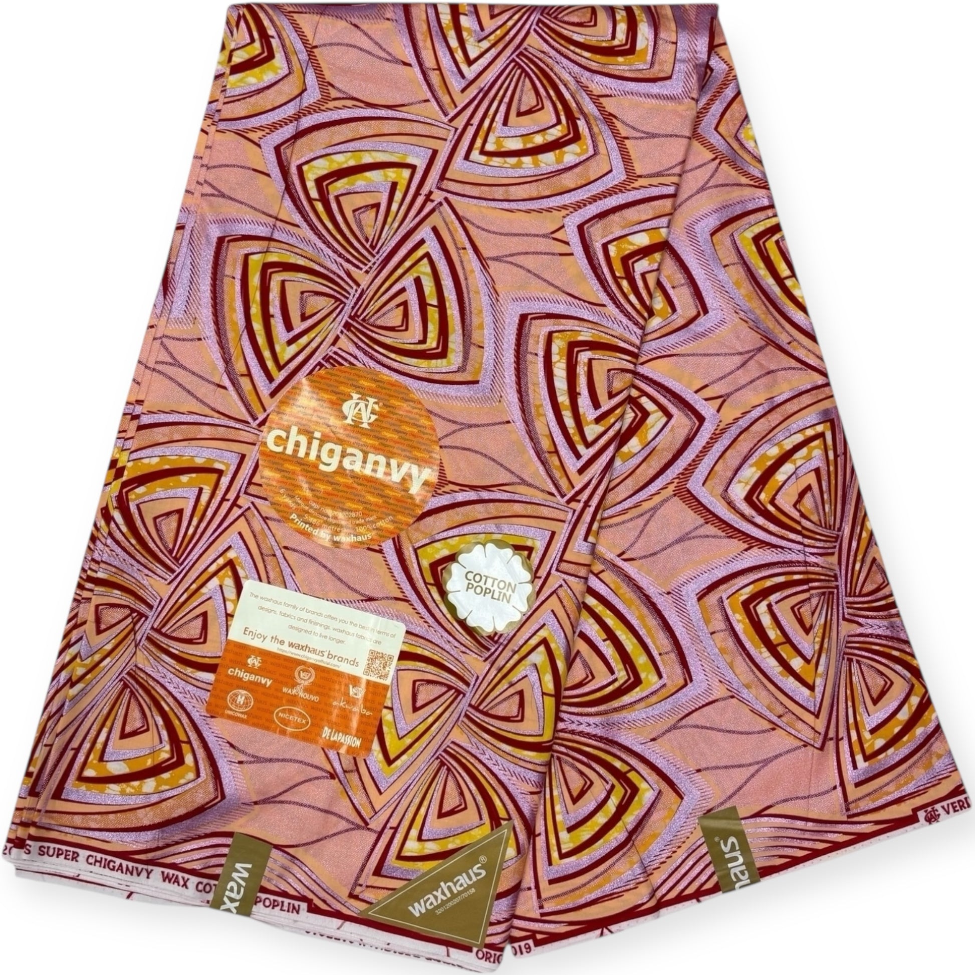 Wax Demi Super Chiganvy Brillant 6 Yards - 100% Coton - Rose, Violet et Jaune - Soumawax