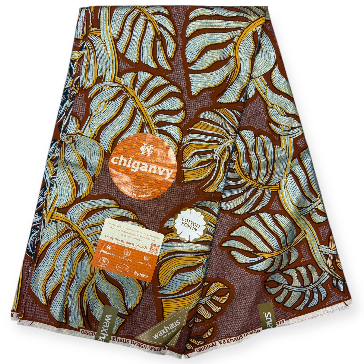 Wax Demi Super Chiganvy Brillant 6 Yards - 100% Coton - Marron Soumawax