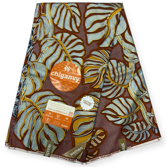 Wax Demi Super Chiganvy Brillant 6 Yards - 100% Coton - Marron Soumawax