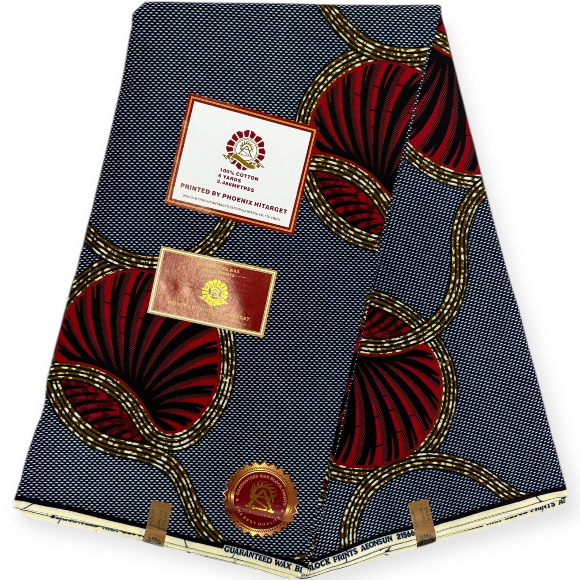 Wax Hitarget 6 Yards - 100% Coton - Bleu, Marron et Rouge - Soumawax