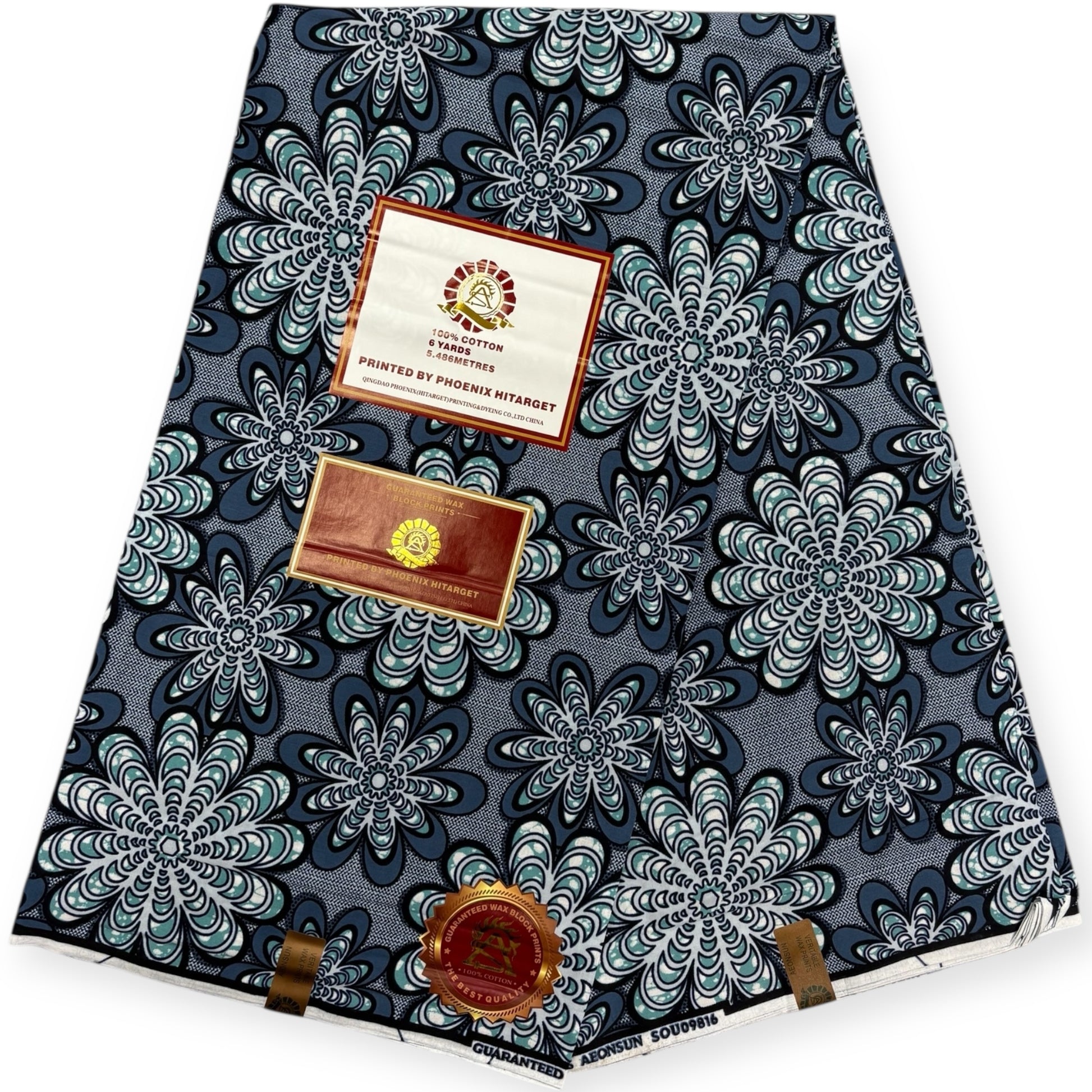 Wax Hitarget 6 Yards - 100% Coton - Bleu - Soumawax