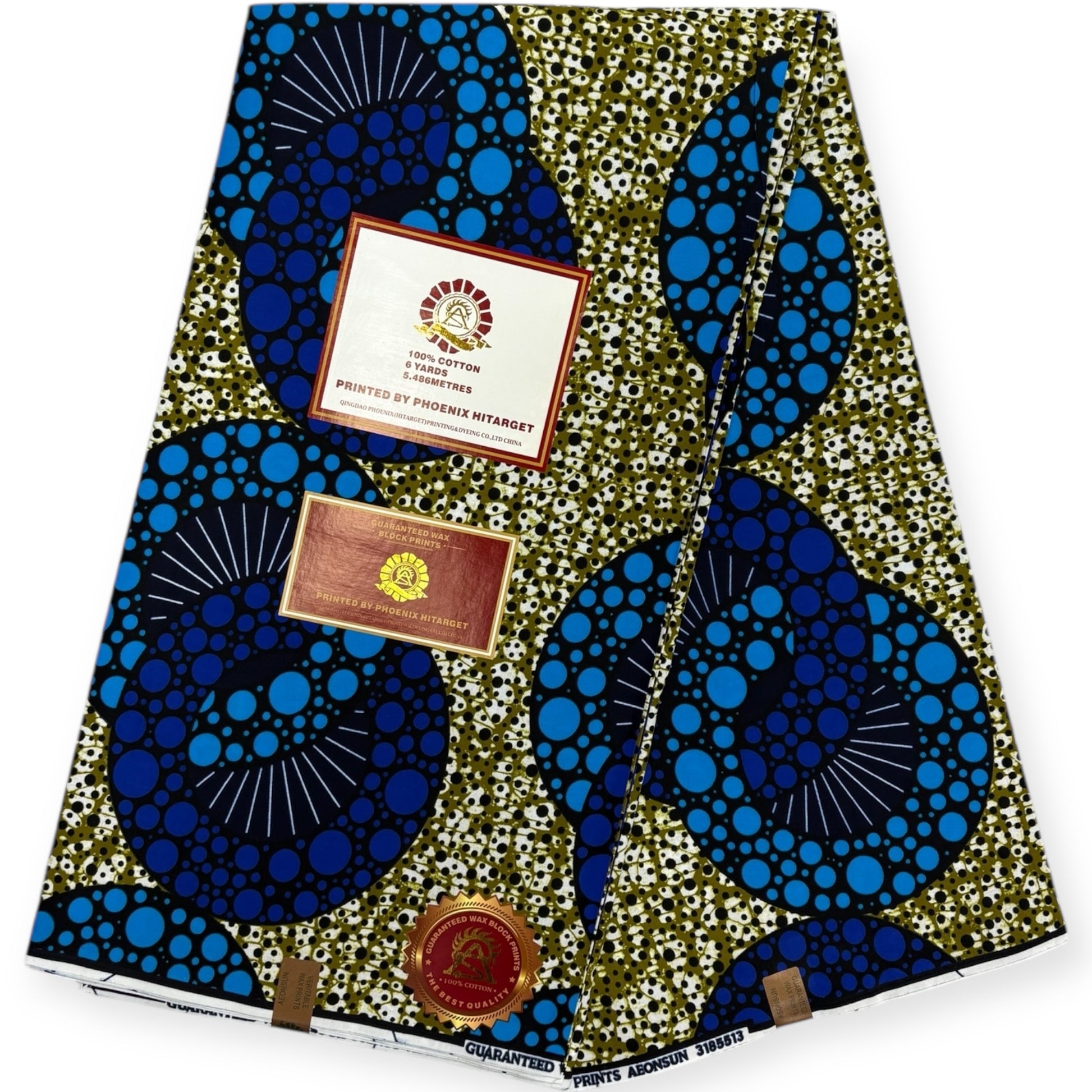 Wax Hitarget 6 Yards - 100% Coton - Bleu et Beige - Soumawax