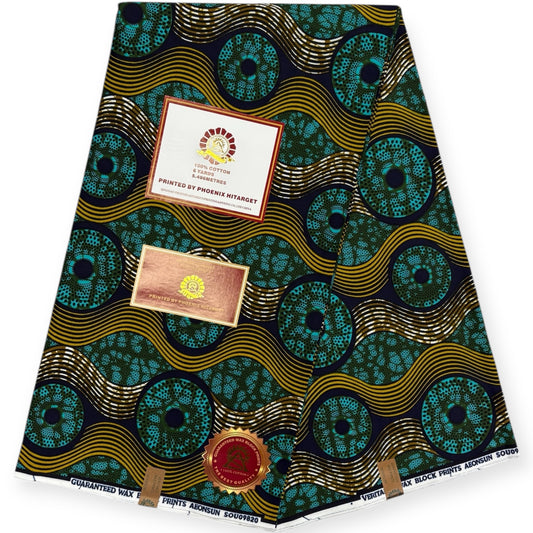 Wax Hitarget 6 Yards - 100% Coton - Vert et Champagne - Soumawax Soumawax