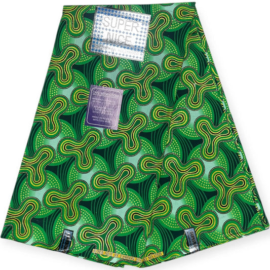 Pagne Wax Brillant Super Nice 6 Yards - Vert et Or Soumawax
