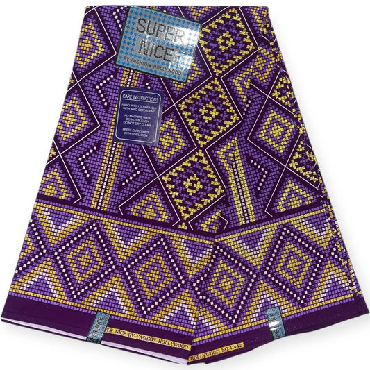 Pagne Wax Brillant Super Nice 6 Yards - Violet et Or Soumawax