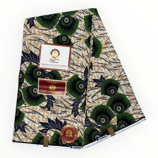 Wax Hitarget 6 Yards - 100% cotone - Rosa salmone e verde