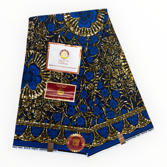 Wax Hitarget 6 Yards - 100% cotone - Marrone e blu