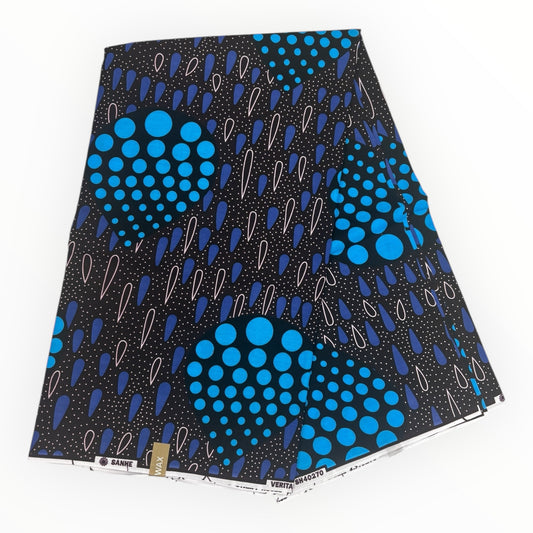 Stampa cerata africana 6 iarde - 100% cotone - Blu