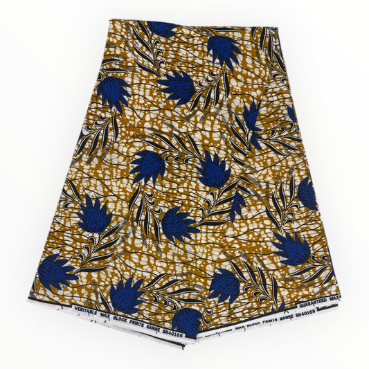 Stampa cerata africana 6 iarde - 100% cotone - marrone e blu