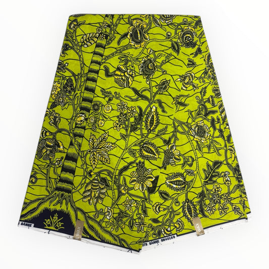 Stampa cerata africana 6 iarde - 100% cotone - Verde e nero