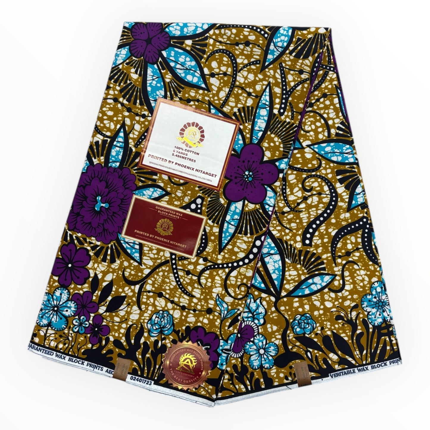 Wax Hitarget 6 Yards - 100% Cotton - Purple, Blue and Brown