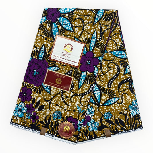 Wax Hitarget 6 Yards - 100% cotone - Viola, blu e marrone