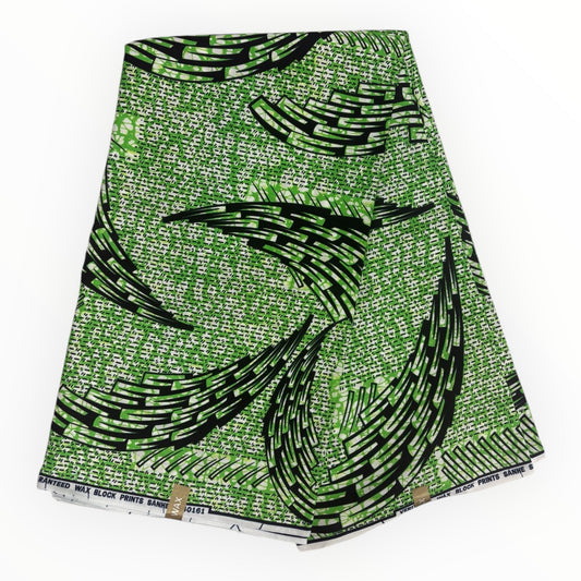 Stampa cerata africana 6 iarde - 100% cotone - Verde e nero