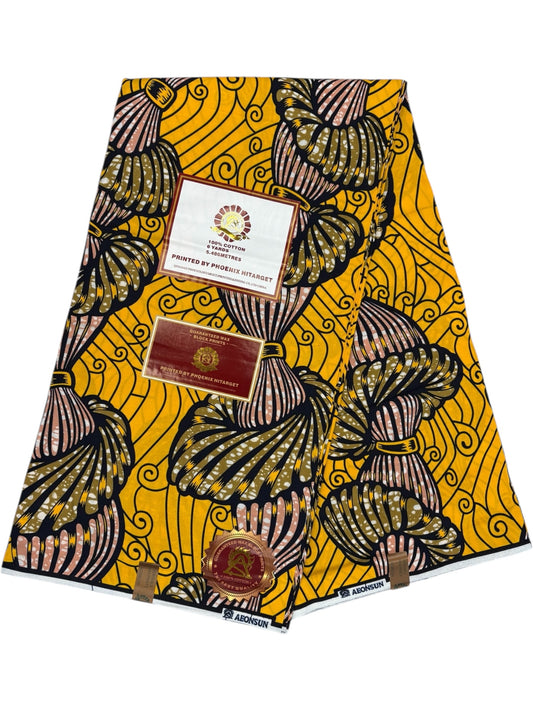 Wax Hitarget 6 Yards - 100% Coton - Jaune, Bleu, Rose