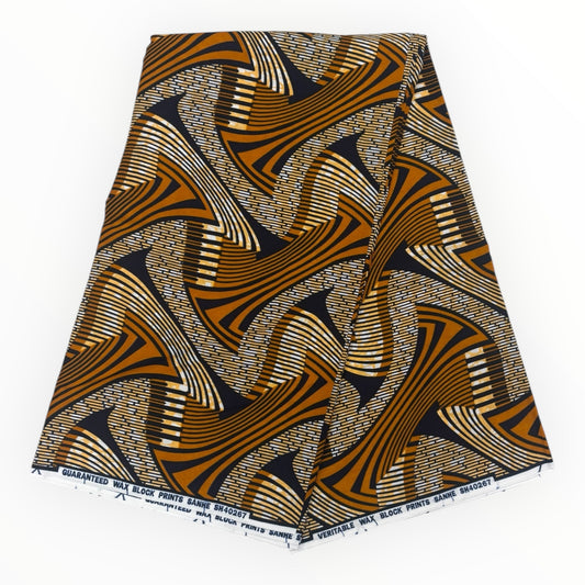 Stampa cerata africana 6 iarde - 100% cotone - Marrone