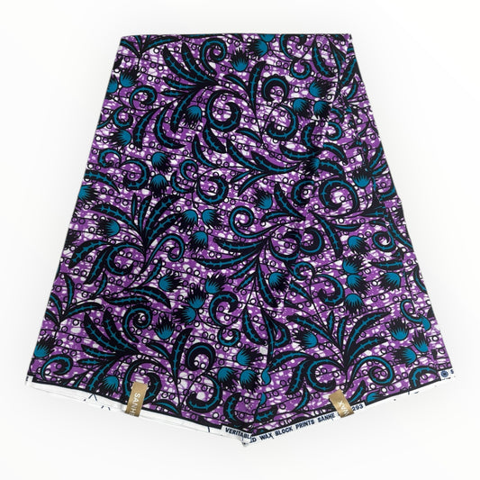 Stampa cerata africana 6 iarde - 100% cotone - viola e blu