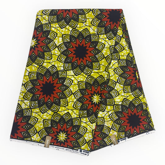 Stampa cerata africana 6 iarde - 100% cotone - Verde e marrone