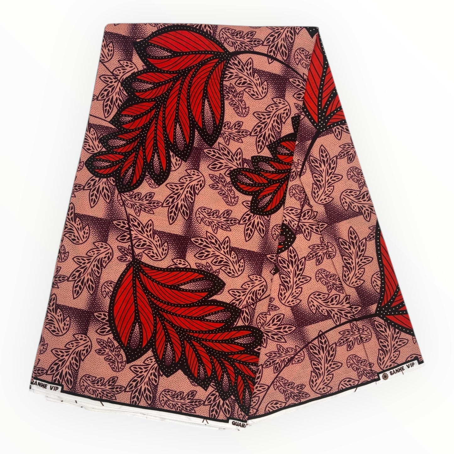 African Wax Print 6 Yards - 100% Cotton - Pink and Red