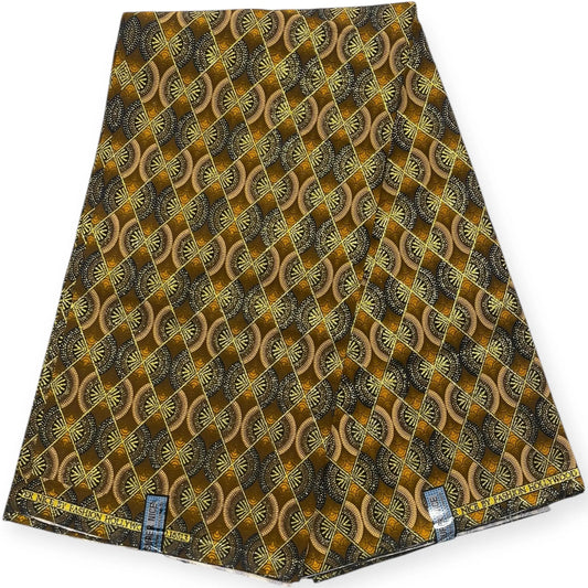 Wax Brillant Super Nice 6 Yards - Marron et Or Soumawax