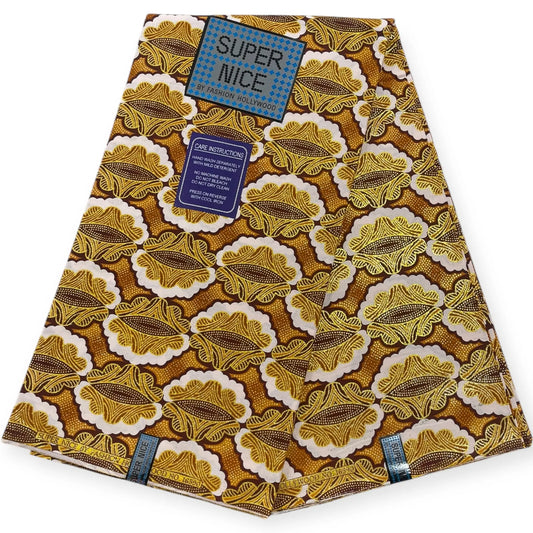 Wax Brillant Super Nice 6 Yards - Marron, Bronze et Or Soumawax