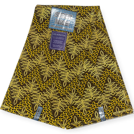 Wax Brillant Super Nice 6 Yards - Marron, Noir et Or Soumawax