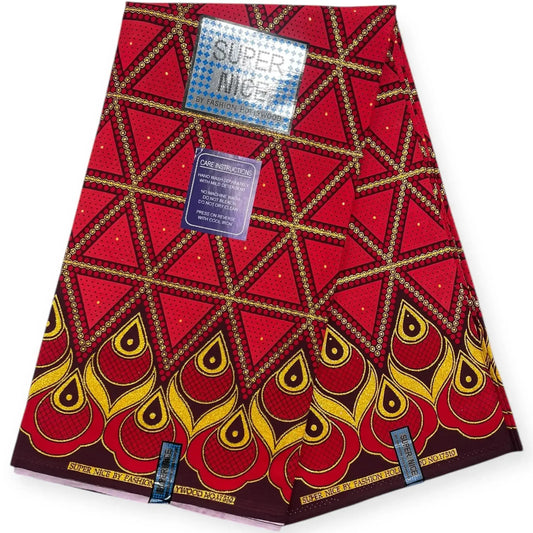 Wax Brillant Super Nice 6 Yards - Rouge et Or Soumawax