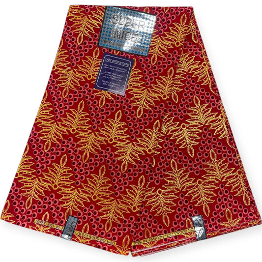 Wax Brillant Super Nice 6 Yards - Rouge, Rose et Or Soumawax
