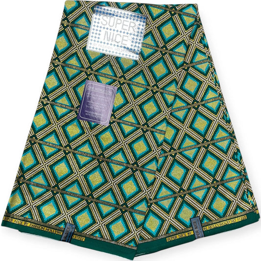 Wax Brillant Super Nice 6 Yards - Vert et Or Soumawax