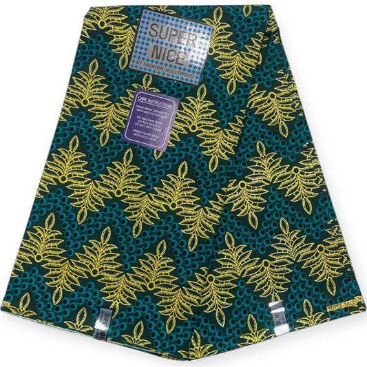 Wax Brillant Super Nice 6 Yards - Vert et Or Soumawax