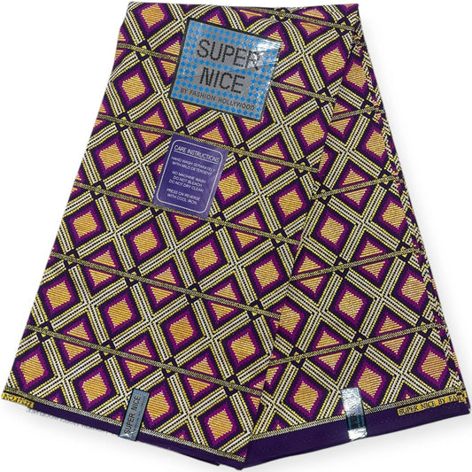 Wax Brillant Super Nice 6 Yards - Violet et Or Soumawax