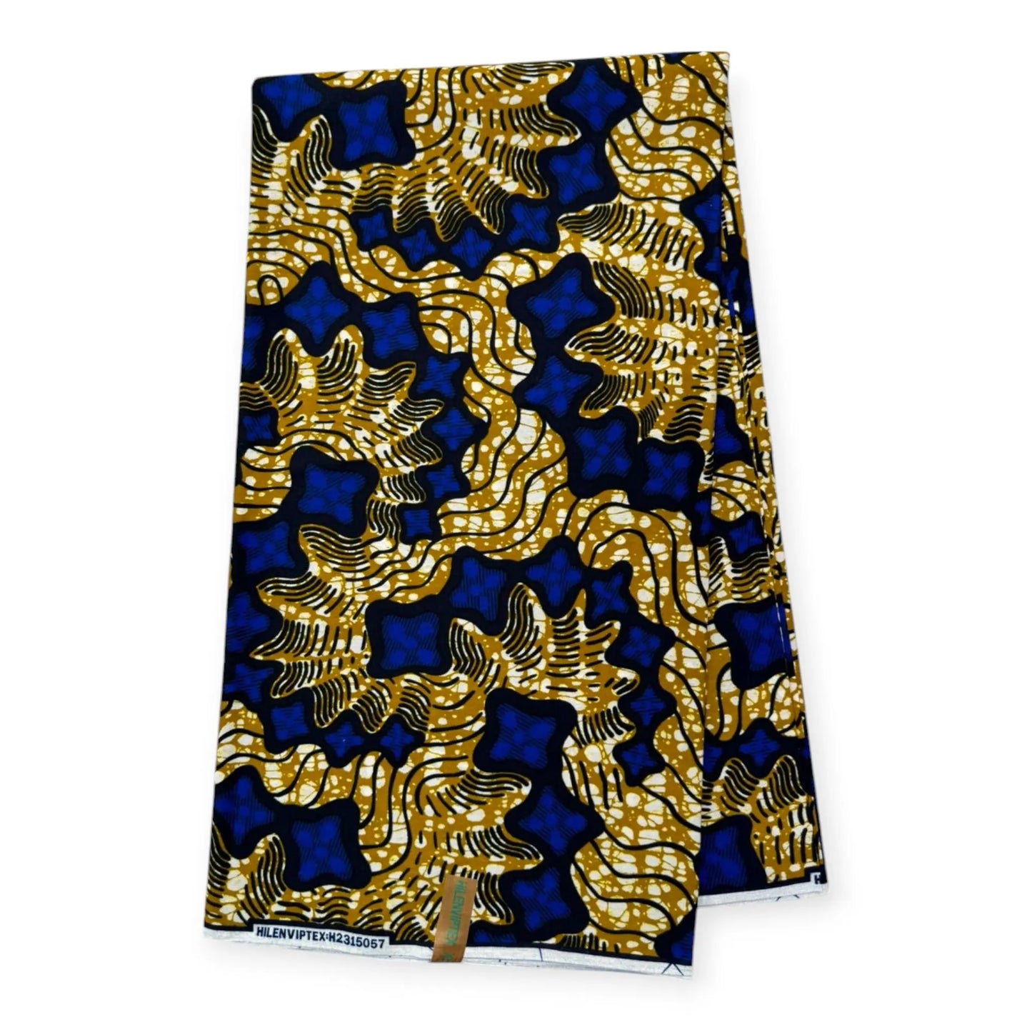 Wax Pagne Africain 6 Yards - 100% Coton - Champagne & Bleu Soumawax