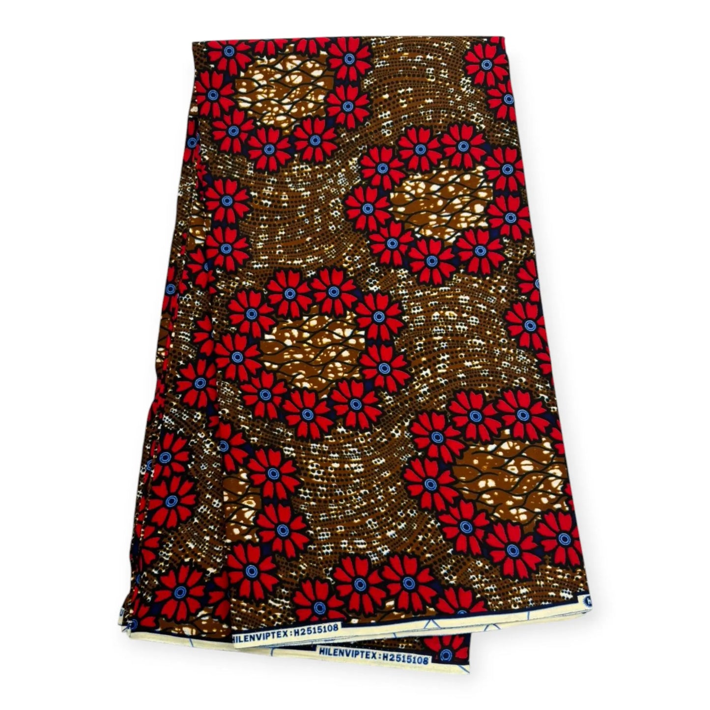 Wax Pagne Africain 6 Yards - 100% Coton - Marron & Rouge Soumawax