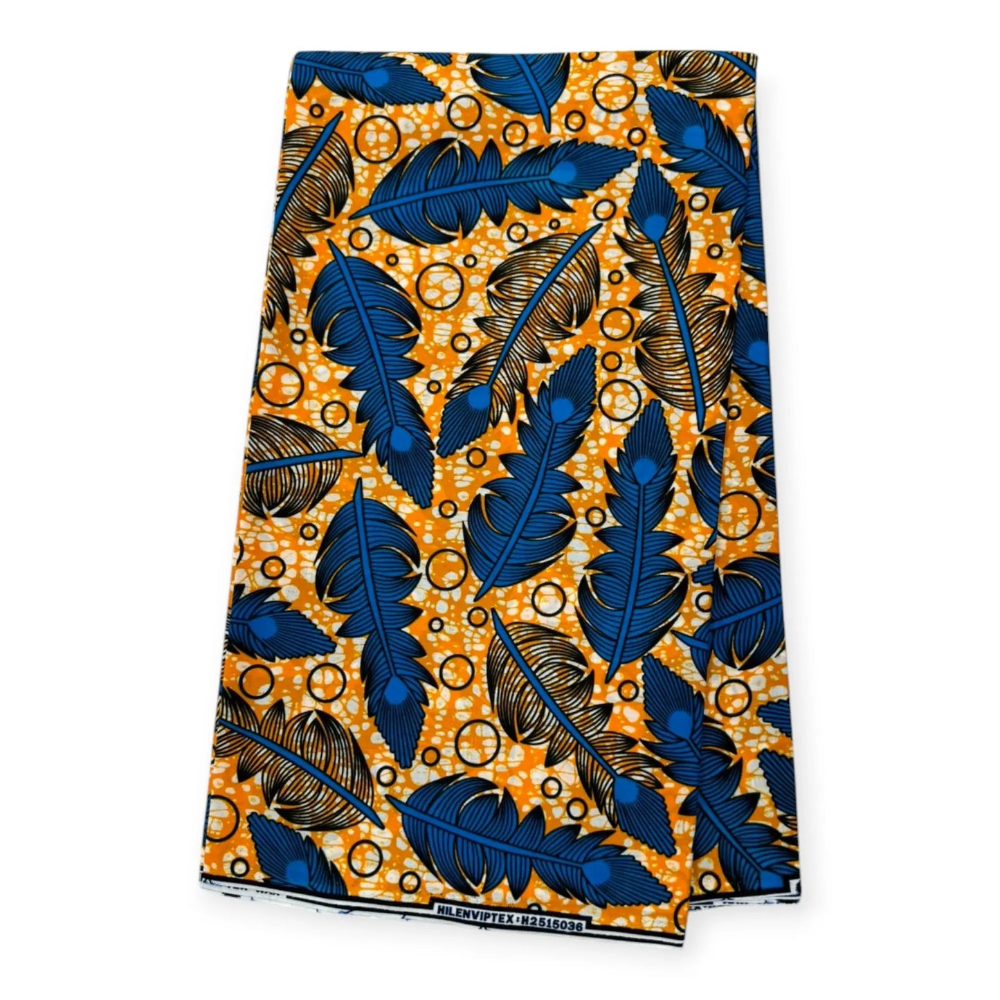 Wax Pagne Africain 6 Yards - 100% Coton - Orange & Bleu Soumawax