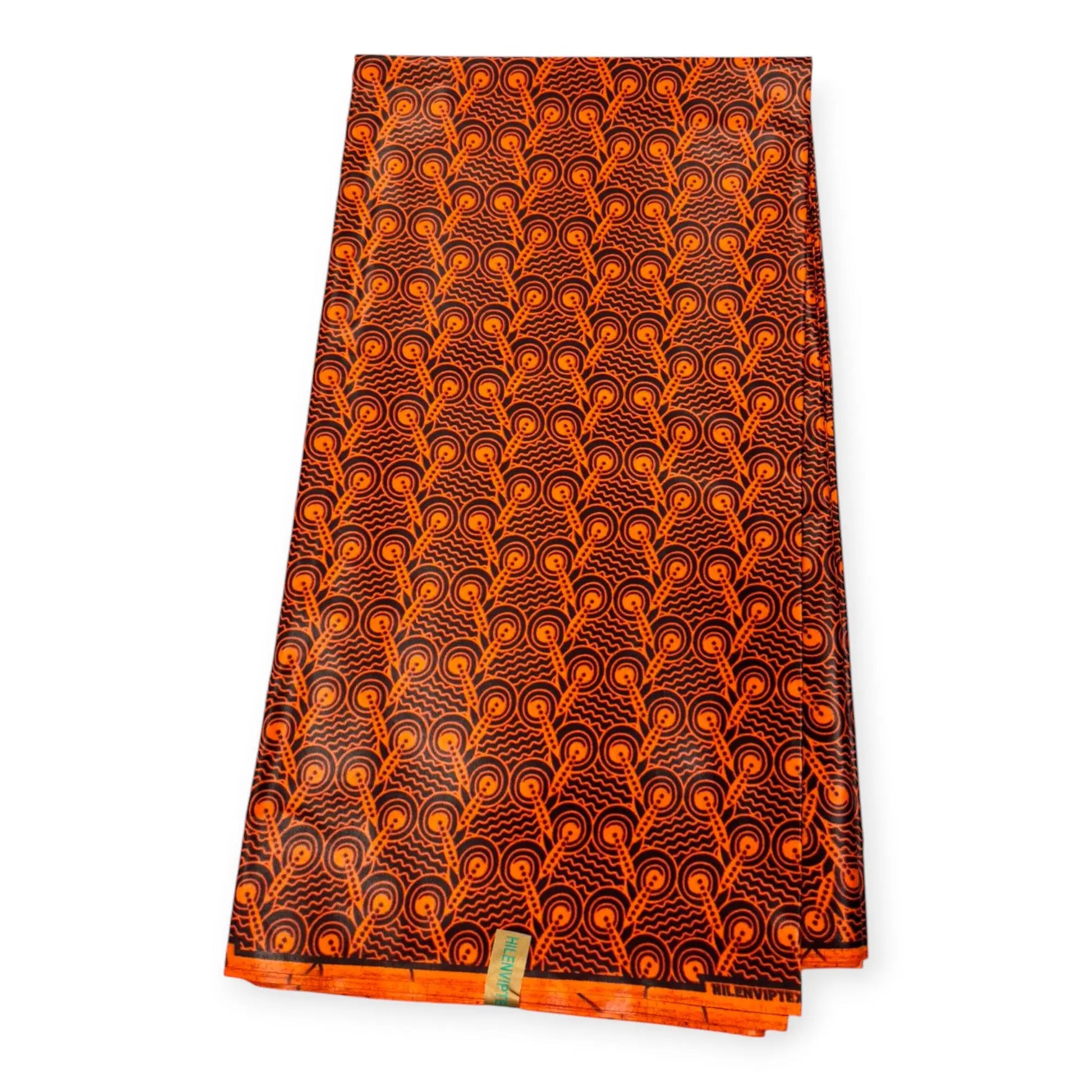 Wax Pagne Africain 6 Yards - 100% Coton - Orange & Marron Soumawax