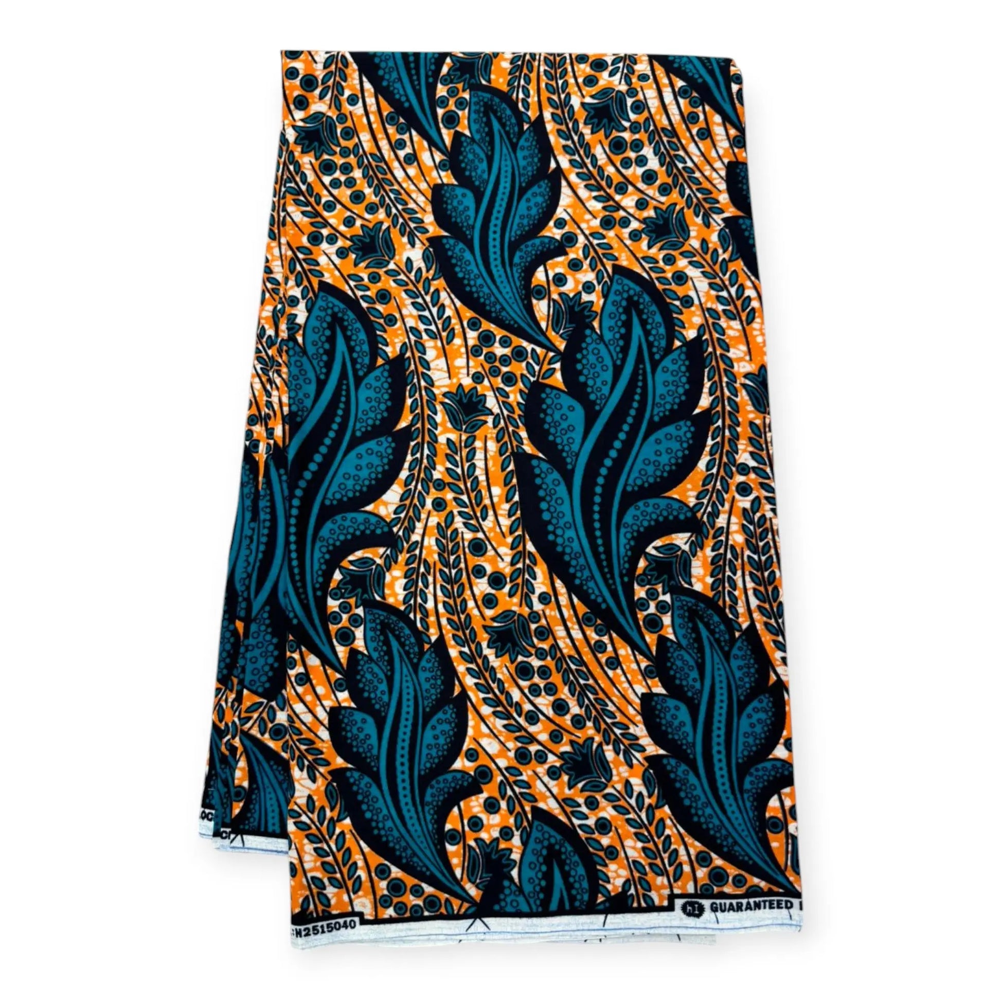 Wax Pagne Africain 6 Yards - 100% Coton - Orange & Turquoise Soumawax