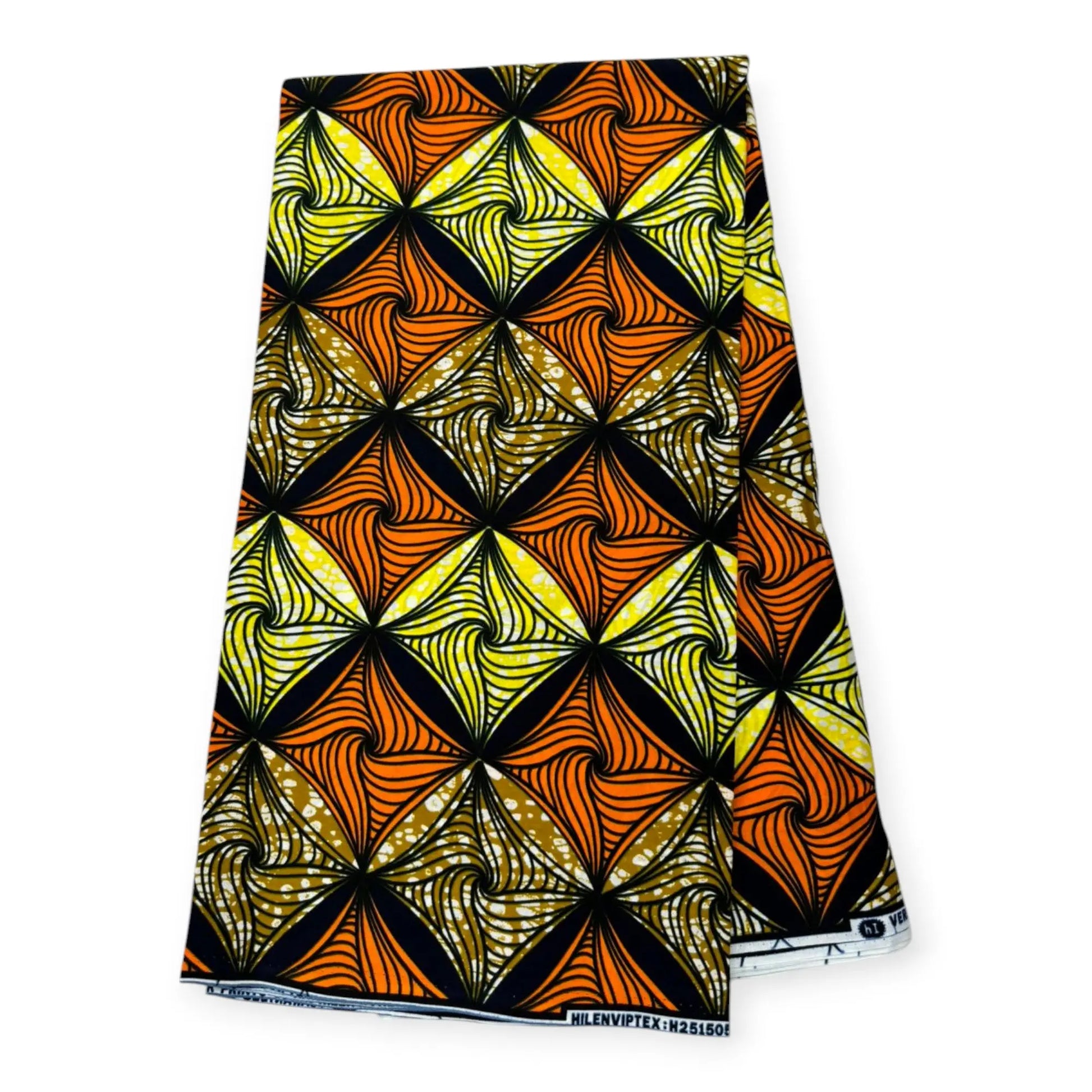 Wax Pagne Africain 6 Yards - 100% Coton - Orange, Marron & Jaune Soumawax