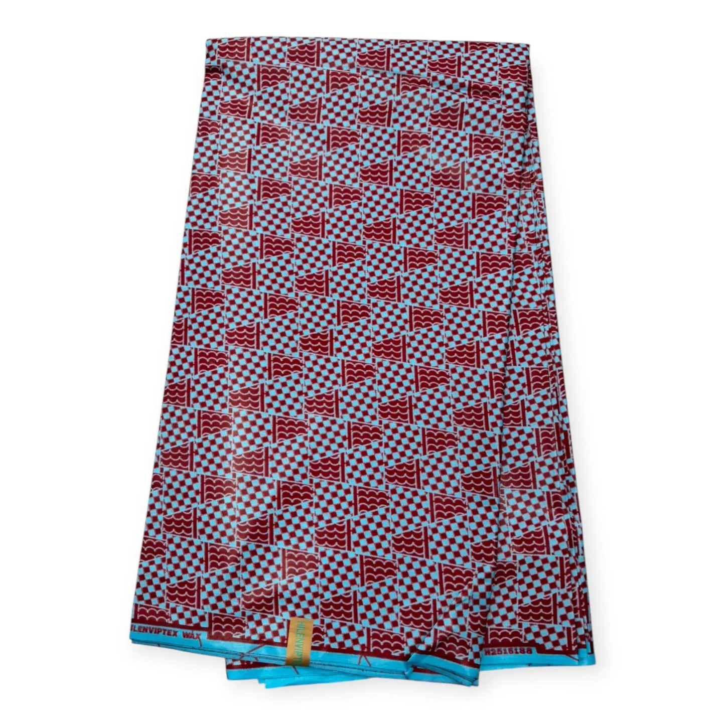 Wax Pagne Africain 6 Yards - 100% Coton - Rouge & Bleu - Satiné Soumawax