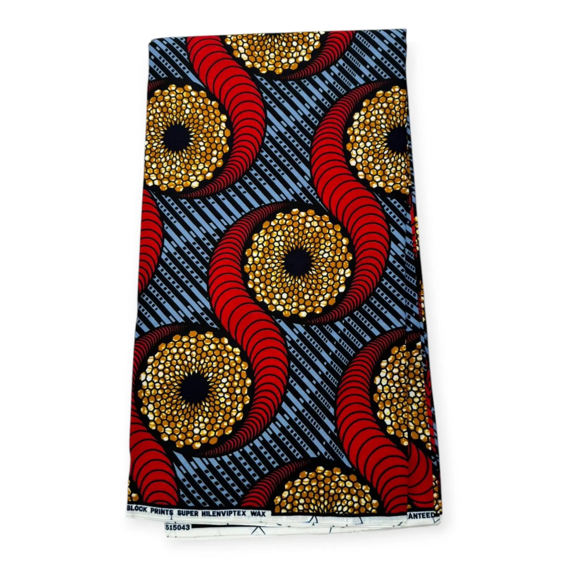 Wax Pagne Africain 6 Yards - 100% Coton - Rouge & Gris Soumawax