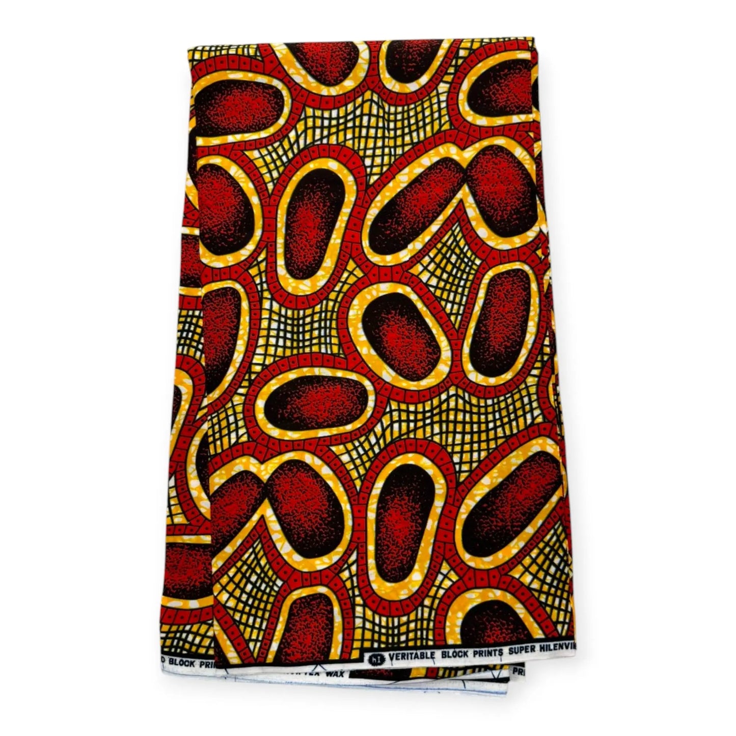 Wax Pagne Africain 6 Yards - 100% Coton - Rouge & Jaune Soumawax