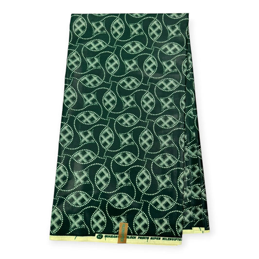 Wax Pagne Africain 6 Yards - 100% Coton - Vert - Satiné Soumawax