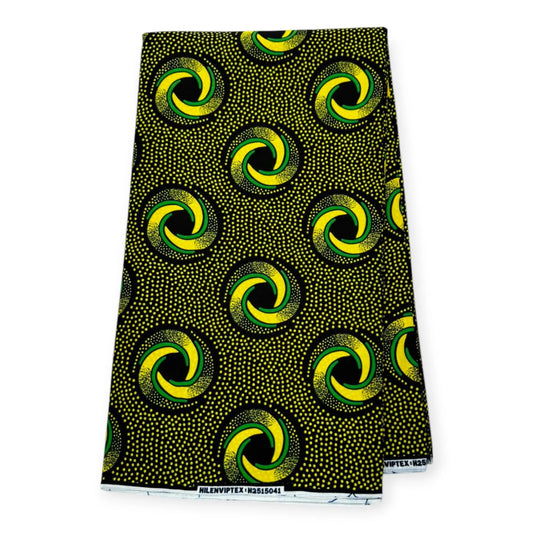 Wax Pagne Africain 6 Yards - 100% Coton - Vert & Jaune Soumawax