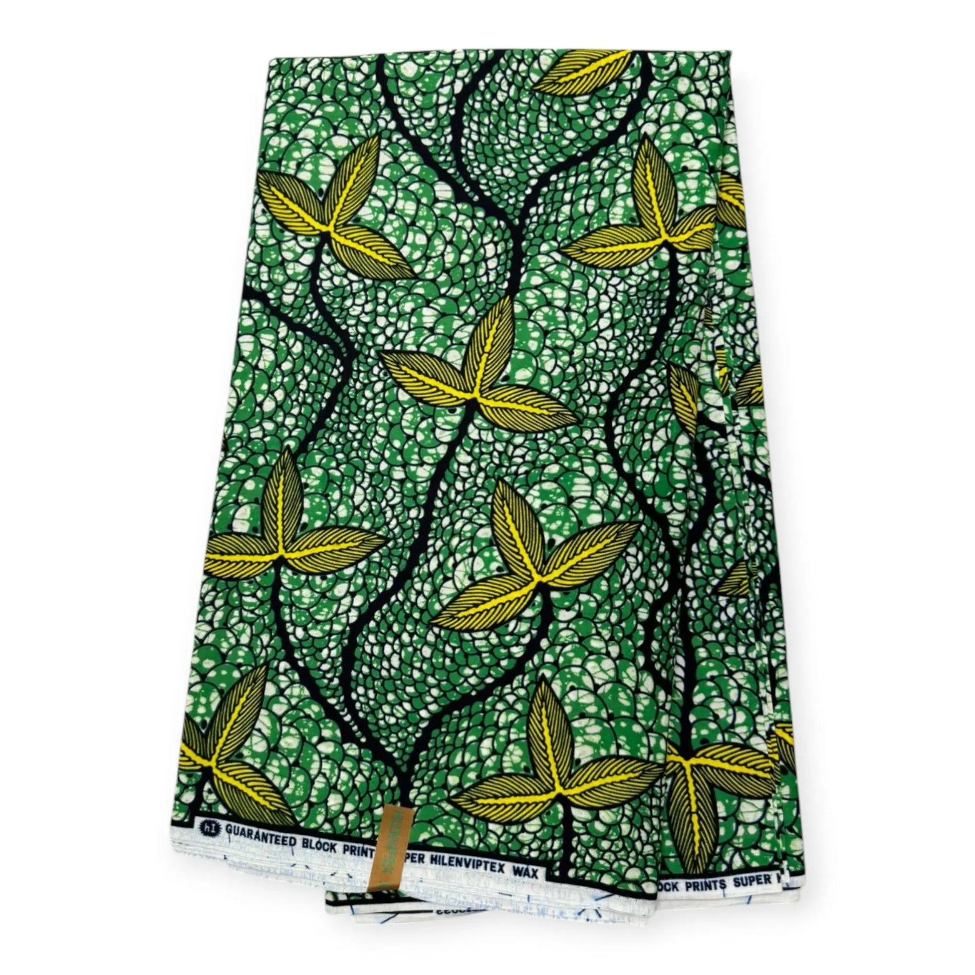 Wax Pagne Africain 6 Yards - 100% Coton - Vert & Jaune Soumawax